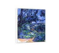 SDYSKKUG Tableau Décoration Murale Salon Paysage 3 Paul Cezanne 85x70cm Cadre Blanc