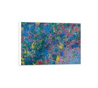 SDYSKKUG Walasse Ting Impression sur Toile. Mon jardin. Célèbre Peinture. D'art Mural Tableau Décoration Salon. Reproductions 85x60cm Cadre Blanc