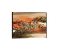 SDYSKKUG Zao Wou-Ki Impression sur Toile. Célèbre Reproduction de Peinture à l'huile. Classique D'art Image. 09.01.70. Abstraite Tableau avec Cadre Noir pour Salon 105x80cm