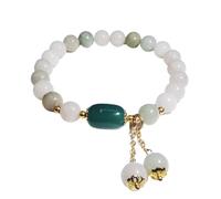 SDyudDS Bracelets, White Agate Wealth Bracelet Crystal Amulet Lucky Ward Off Evil Spirits Talisman for Prosperity Money Good Luck,Red(Green)