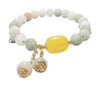 SDyudDS Bracelets, White Agate Wealth Bracelet Crystal Amulet Lucky Ward Off Evil Spirits Talisman for Prosperity Money Good Luck,Red(Yellow)
