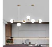 SDyudDS Lustres, 6-Light with Glass Shade Height Adjustable Large Ceiling Lamp 51in Linear Globe Chandelier(White)