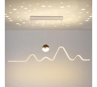 SDyudDS Lustres, Creative LED Nordic 24W Dimmable Linear Pendant Adjustable for Kitchen Bedroom Dining Living Room(White)