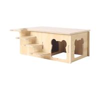 Se cacher pour la cabane de hamsters pour les porcelins en bois à vingtaine avec un habitat de fenêtre en bois dans une cabane en bois ventilé avec des portes et des fenêtres, accessoires pour les cag