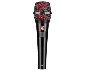 SE ELECTRONICS V7 Microphone dynamique Push-to-Talk pour chant, discours, enregistrement en studio - Micro main professionnel XLR avec bonnette aluminium supercardioïde pour gain avant larsen