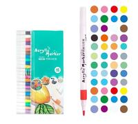 Se Marqueurs acryliques - Pointe pinceau - Séchage rapide - Kit de coloriage pour verre, fournitures de peinture acrylique imperméable - Stylos pour tissu, pierre, bois, métal, porcelaine