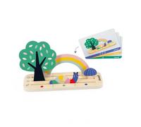 Janod – Jeu éducatif Se repérer dans l'espace J05077 – 9 accessoires bois + 12 cartes – Dès 36 mois