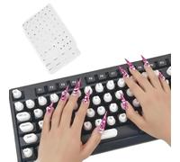 Se7enline Autocollant de clavier pour ongles longs avec lettres - Adhésif réutilisable type de protection à bulles pour ordinateur de bureau, compatible avec Apple/HP/Dell, blanc