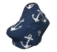 Sea Anchor Couverture d'allaitement 360° Couverture complète Ocean Nautical Stretch Écharpe pour allaitement et siège auto Convient à la plupart des poussettes et landaus