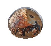 Sea and Shells Bonnet de douche réutilisable et imperméable pour homme et femme Bande élastique Bonnet de bain double couche lavable pour toutes les coiffures Facile à transporter