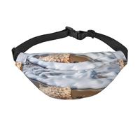 Sea and Shells Sac banane pour homme et femme - Sac banane à bandoulière pour partout - Sac banane avec sangle réglable - Sac de poitrine décontracté pour la randonnée en plein air - Noir - Taille