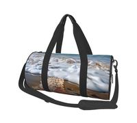Sea and Shells Sac de sport pour homme et femme Sac de voyage en toile Sac de voyage Sac de week-end Sac de sport léger Sac de sport Sac à main Sac à main Noir Taille unique, Noir , Taille unique