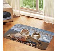 Sea and Shells Tapis d'alimentation pour animal domestique 40 x 60 cm, tapis absorbant pour gamelle d'eau et de nourriture, en cuir synthétique, imperméable, séchage rapide, sans taches