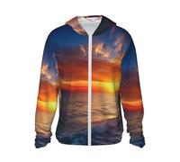 Sea and Sunset Sweat à capuche unisexe avec protection solaire UPF 50+ Manches longues Respirant, noir, 3XL/4XL