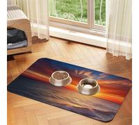 Sea and Sunset Tapis d'alimentation pour animal domestique 30 x 45 cm, tapis absorbant pour gamelle de nourriture et d'eau, tapis de nourriture pour chat en cuir synthétique, tapis imperméable à