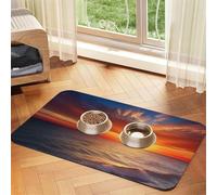 Sea and Sunset Tapis de nourriture pour chien, tapis d'alimentation absorbant pour gamelles d'eau et de nourriture, tapis de placement antidérapant pour sols, imperméable, séchage rapide, pour chiens