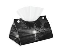 Sea And Tree In The Night Smooth Resistant Wear-Resistant Waterproof Leather Tissue Bag Car Mounted Decorative Tissue Box, Suitable for Home and Business.