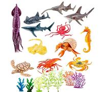 Sea Animal Toy Set - 21 pièces Marine Life Figurines, réalistes OceanAnimal Figures for Kids Learning Play, Bath Pool Beach Aquarium Toy Set for Boys Girls Educational Marine Life Collection
