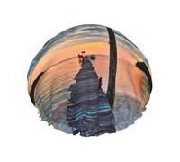 Sea at Sunset Bonnet de douche multi-scène et multi-usages double couche étanche pour adultes, enfants, hommes et femmes.