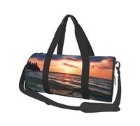 Sea at Sunset Sac de voyage en toile imprimée - Sac de sport avec grande capacité pour week-end voyage d'affaires, Noir , Taille unique