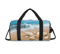 Sea Beach Sac de sport avec compartiment à chaussures, coquillages, étoiles de mer, sac de week-end, voyage, gym, organiseur de bagages pour femmes, hommes, enfants, filles, garçons
