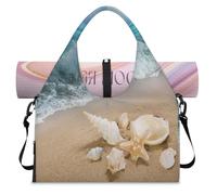 Sea Beach Sac de sport avec compartiment à chaussures, coquillages, étoiles de mer, week-end, sac fourre-tout pour gym, yoga, voyage, couleur, L, Sac de voyage