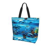 Sea Blue Marine Life Sac à provisions à bandoulière grande capacité pour femme, shopping quotidien, shopping, rangement pour sac à main