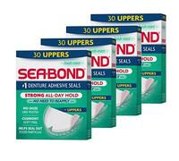 Sea-Bond Secure Denture Scellés adhésifs, hauts de menthe frais, Zinc-Free, tout-en-jour, sans message, 30 unités (lot de 4)