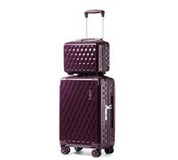Sea choice Valise Cabine Lot de 2 Ensemble de Bagages avec Vanity Case Rigide Legere pour Bagage à Main ABS+PC à 8 Roues Sets de Bagages 55cm avec Fermeture éclair YKK et Serrure TSA,JUNYAO Violet