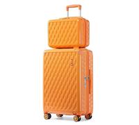 Sea choice Valise Cabine Lot de 2 Ensemble de Bagages avec Vanity Case Rigide Legere pour Bagage à Main ABS+PC à 8 Roues Sets de Bagages 55cm avec Fermeture éclair YKK et Serrure TSA,Orange