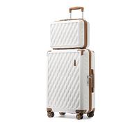Sea choice Valise Cabine Lot de 2 Ensemble de Bagages avec Vanity Case Rigide Legere pour Bagage à Main ABS+PC à 8 Roues Sets de Bagages 55cm avec Fermeture éclair YKK et Serrure TSA,Blanc