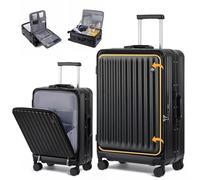 Sea choice Valise Set 2 Rigides 55+75cm à Coque Rigide à Ouverture Frontale Polycarbonate Valise de Voyage légère en Aluminium avec serrures TSA, Porte-gobelet, Chargeur USB