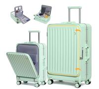 Sea choice Valise Set 2 Rigides 55+75cm à Coque Rigide à Ouverture Frontale Polycarbonate Valise de Voyage légère en Aluminium avec serrures TSA, Porte-gobelet, Chargeur USB