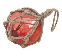 Sea-Club Boule de pêche décorative maritime en verre et cordage - Diamètre : 8 cm - Rouge