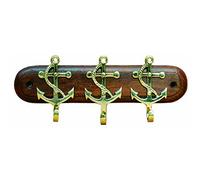 SEA-CLUB Handels-GmbH Porte-clés avec 3 Crochets Motif Ancre en Bois précieux/Laiton