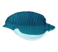 Sea-Club Plaque décorative maritime en faïence laquée en forme de coquillage Bleu/blanc Largeur 16 cm
