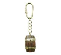 Sea-Club Porte-clés en forme de tonneau - En bois et laiton - 2 x 12 cm, multicolore, taille unique