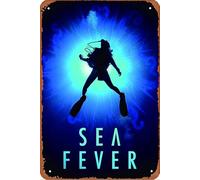 Sea Fever Plaque en métal vintage rétro 20,3 x 30,5 cm
