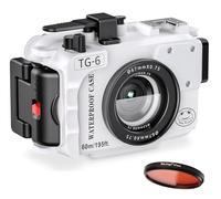 Sea frogs Boîtier de caméra sous-marine compatible avec Olympus TG-6 IPX8 60 m Profondeur maximale de plongée Boîtier étanche pour la plongée, le surf, l'aviron, blanc