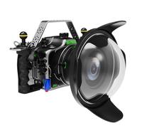 Sea frogs Boîtier Étanche en Aluminium Compatible avec Canon R6 Mark II, Dôme Grand Angle 180mm, Bague d'Extension 60mm, pour Canon RF 24-105mm F4 is USM (Noir)