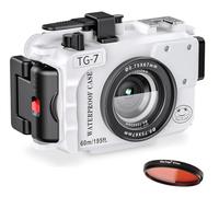 Sea frogs Boîtier pour Appareil Photo Compatible avec Olympus TG-7 avec Filtre Rouge, étanchéité IPX8, Protection de Profondeur de 60m, idéal pour la plongée, Le Surf, l'aviron (Blanc)