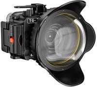 Sea frogs Boîtier pour Appareil Photo Compatible avec Olympus TG-7 avec Objectif Grand Angle et Filtre Rouge, étanchéité IPX8, Protection de Profondeur de 60m, idéal pour la plongée, Le Surf (Noir)