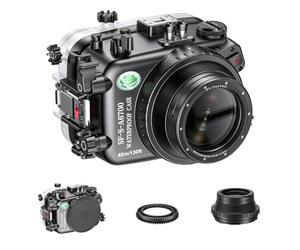 Sea frogs Compatible avec Sony A6700 FE E 10-18mm F/4 OSS sans Connexion Grand Angle 40m/130ft Profondeur maximale de plongée Boîtier de caméra étanche pour Plonger, Surfer, Rouer, Skier IPX8