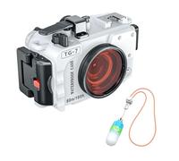 Sea frogs TG7 Boîtier sous-marin étanche 40 m Filtre rouge 67 mm + lampe de signalisation | Double joints, alarme de fuite, compatible VPS-100 (blanc)