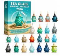 Sea Glass Advent Calendar 2026, 24 Ornements Dwarf 2D Acrylique Plat, Océan