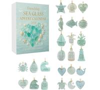 Sea Glass Calendrier de l'Avent 2025 Friendship Ornement d'amitié Décoration Acrylique Pendentif 24 jours Calendrier de compte à rebours de Noël Décoration d'amitié Cadeau pour meilleure amie (1 Set)
