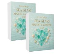 Sea Glass Calendrier de l'Avent 2025 Friendship Ornement d'amitié Décoration Acrylique Pendentif 24 jours Calendrier de compte à rebours de Noël Décoration d'amitié Cadeau pour meilleure amie (2 SET)