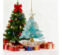 Sea Glass Christmas Tree Ornaments, Sea Glass Ornaments for Christmas Tree, Handmade Acrylic Christmas Pendants Hanging Decorations for Xmas Tree, Party, Gift for Sea Lovers (C)