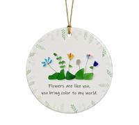 Sea Glass Decor, Embossed Flower Design Decorations, Elegant 2D Friendship Hanging Ornaments, Coastal Inspired Home Décor for Living Room, Kitchen, Bathroom, Bedroom, Workplace Display, 3.15 inch
