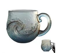 Sea Glass Tasse en verre soufflé à la main Motif vague des océans 355 ml